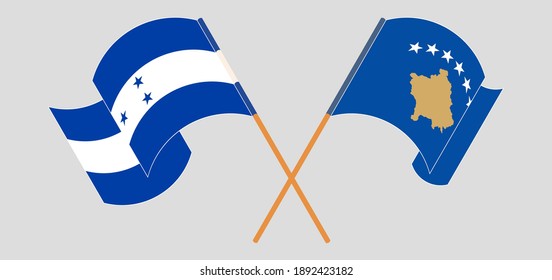 Banderas cruzadas de Honduras y Kosovo
