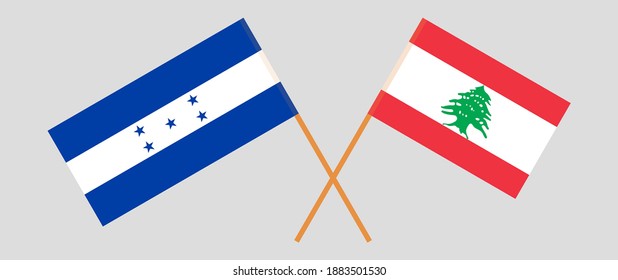 Crossed flags of Honduras and the Lebanon