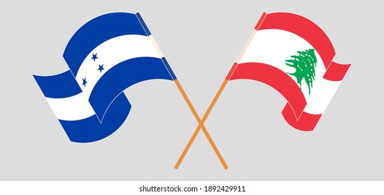 Banderas cruzadas de Honduras y el Líbano
