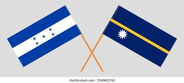 Crossed flags of Honduras and Nauru. Official colors. Correct proportion. Vector illustration
