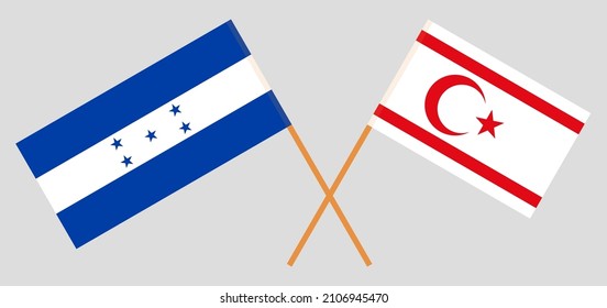 Crossed flags of Honduras and Northern Cyprus. Official colors. Correct proportion
