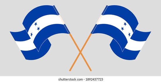 Crossed flags of Honduras. Official colors. Correct proportion