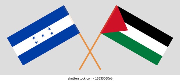 Crossed flags of Honduras and Palestine