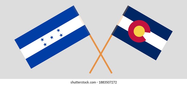 Crossed flags of Honduras and The State of Colorado