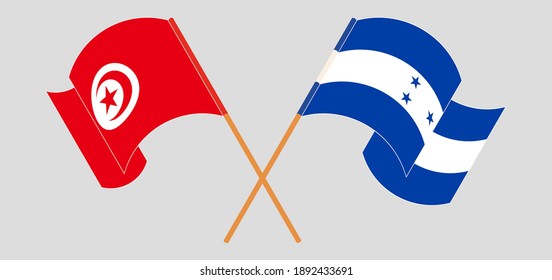 Crossed flags of Honduras and Tunisia