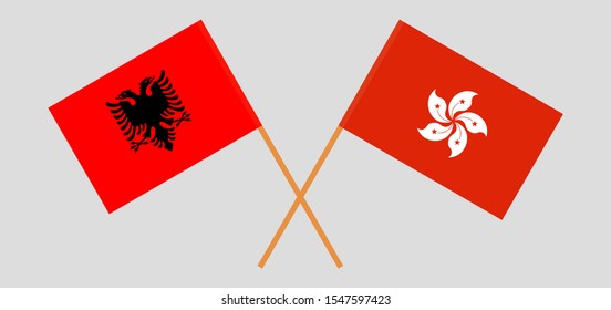 Crossed flags of Hong Kong and Albania
