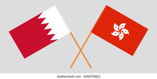 Crossed flags of Hong Kong and Bahrain