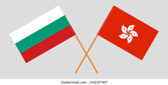 Crossed flags of Hong Kong and Bulgaria