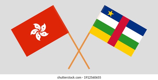 Crossed flags of Hong Kong and Central African Republic