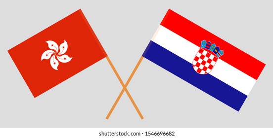 Crossed flags of Hong Kong and Croatia