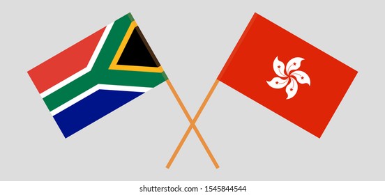 Crossed flags of Hong Kong and RSA