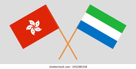 Crossed flags of Hong Kong and Sierra Leone