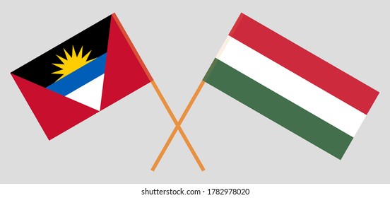 Crossed flags of Hungary and Antigua and Barbuda