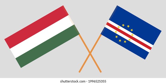 Crossed flags of Hungary and Cape Verde. Official colors. Correct proportion