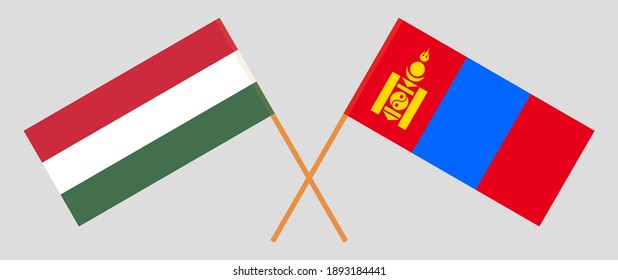 Crossed flags of Hungary and Mongolia