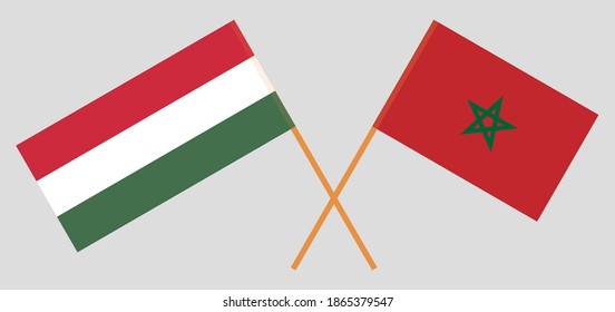 Crossed flags of Hungary and Morocco
