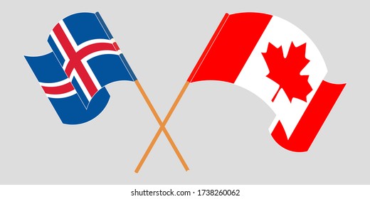 Crossed flags of Iceland and Canada
