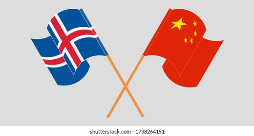 Banderas cruzadas de Islandia y China