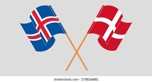 Crossed flags of Iceland and Denmark