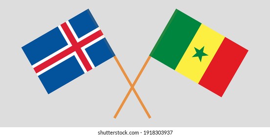 Crossed flags of Iceland and Senegal