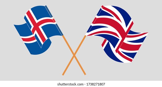 Banderas cruzadas de Islandia y el Reino Unido