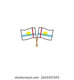 Crossed flags icon. Blue white symbol. Two national banners. Argentina concept Vector.