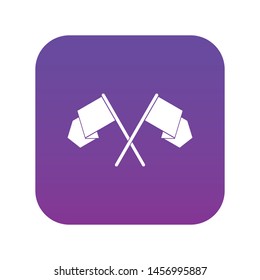 Crossed flags icon digital purple for any design isolated on white vector illustration