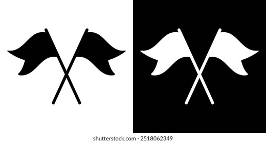 Crossed flags icon isolated. Vector illustration