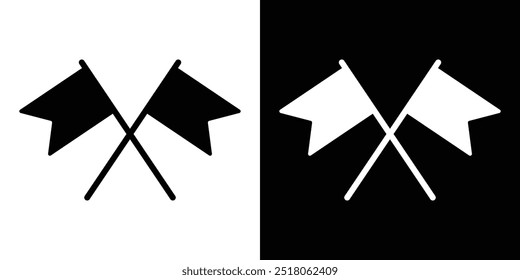 Crossed flags icon isolated. Vector illustration