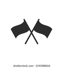 Crossed flags icon. Monochrome black and white symbol. Vector illustration