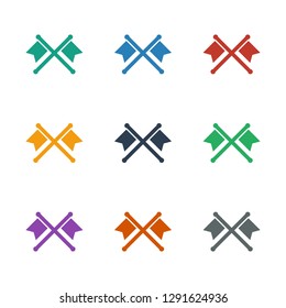 crossed flags icon white background. Editable filled crossed flags icon from success. Trendy crossed flags icon for web and mobile.