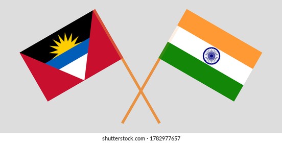 Gekreuzte Flaggen Indiens und Antigua und Barbuda