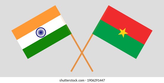 Gekreuzte Flaggen Indiens und Burkina Fasos