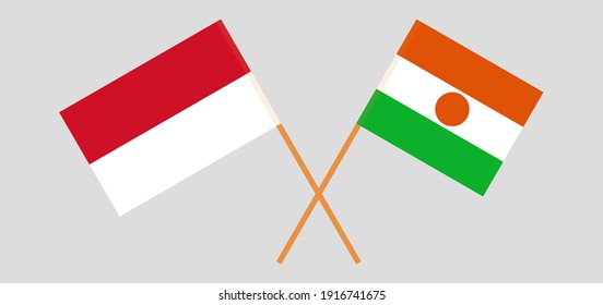 Crossed flags of Indonesia and the Niger