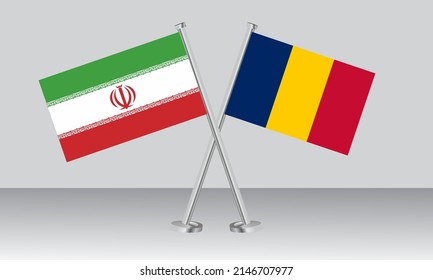 Banderas cruzadas de Irán y Chad. Colores oficiales. Proporción correcta. Diseño de pancartas