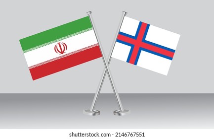 Crossed flags of Iran and Faroe Islands. Official colors. Correct proportion. Banner design