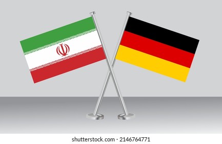 Crossed flags of Iran and Germany. Official colors. Correct proportion. Banner design