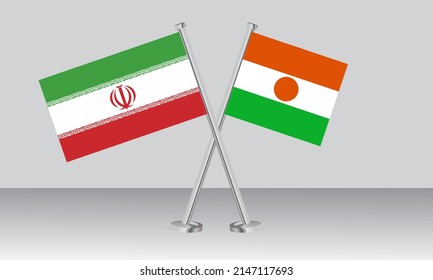 Crossed flags of Iran and Niger. Official colors. Correct proportion. Banner design