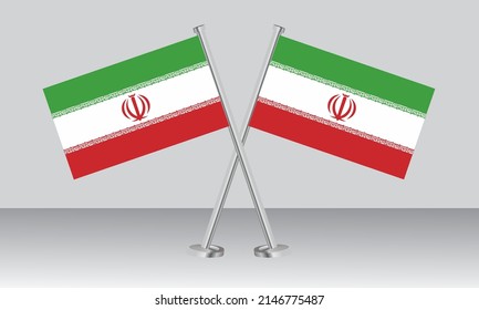 Crossed Flags Iran Official Colors Correct Stock Vector (Royalty Free ...