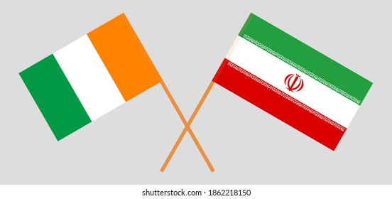 Gekreuzte Flaggen des Iran und der Republik Côte d'Ivoire