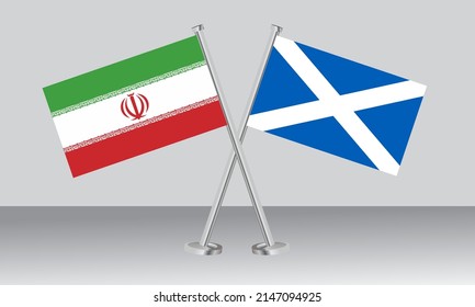 Crossed flags of Iran and Scotland. Official colors. Correct proportion. Banner design