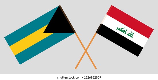 Crossed flags of Iraq and Bahamas