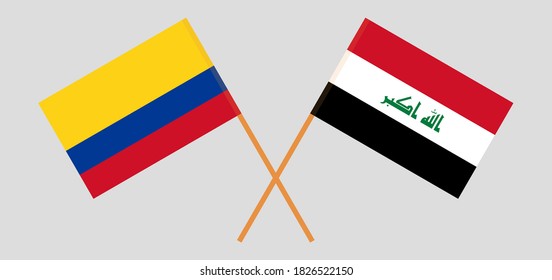 Gekreuzte Flaggen von Irak und Kolumbien
