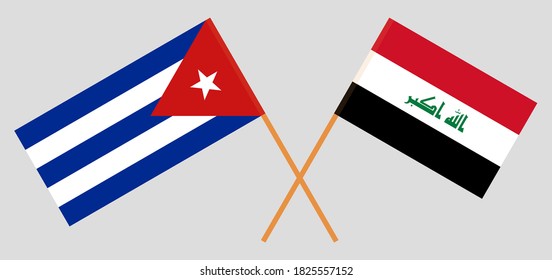 Crossed flags of Iraq and Cuba