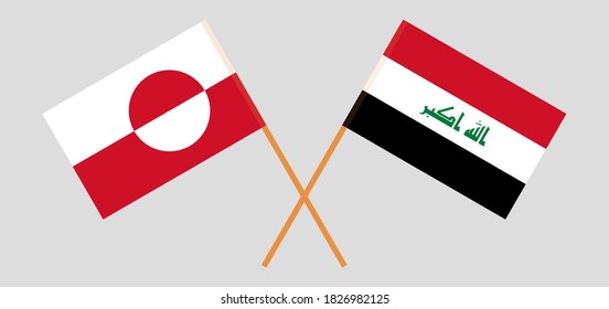 Crossed flags of Iraq and Greenland