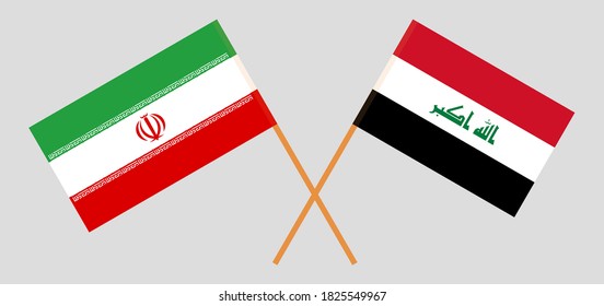  Crossed flags of Iraq and Iran