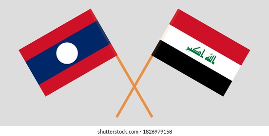 Crossed flags of Iraq and Laos