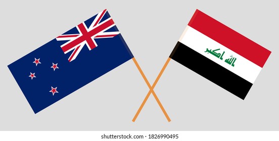 Crossed flags of Iraq and New Zealand