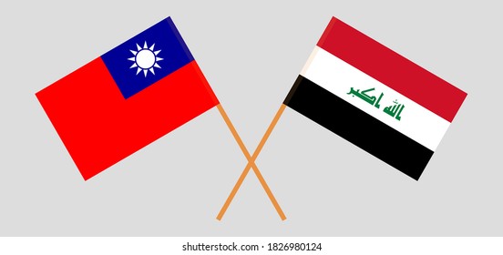 Crossed flags of Iraq and Taiwan