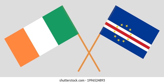 Crossed flags of Ireland and Cape Verde. Official colors. Correct proportion